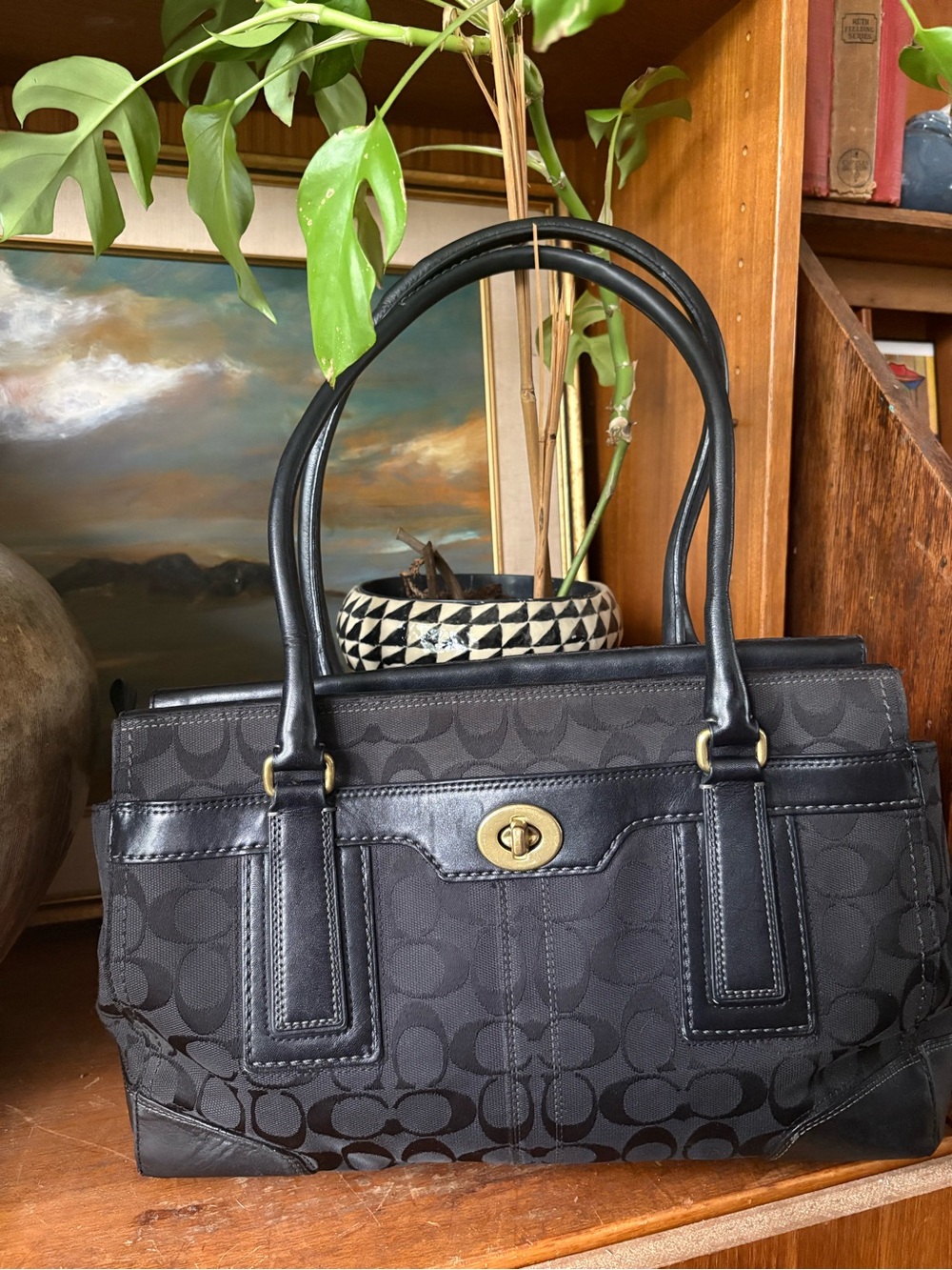 Vintage Coach Monogram Signature Hampton Carryall Tote